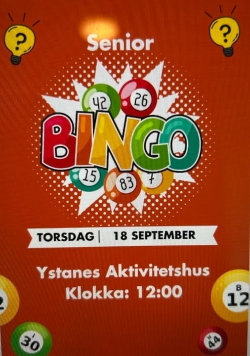 Seniorbingo på Ystanes Aktivitetshus